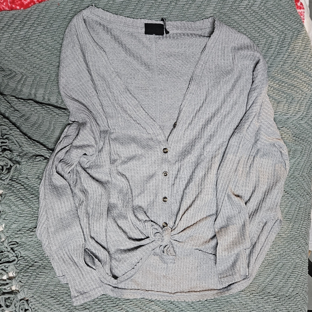 Urban Outfitters Gray Button-Down Top